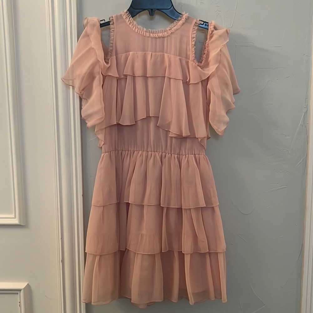 Alice + Olivia Nichols Ruffle Formal Dress in Blush